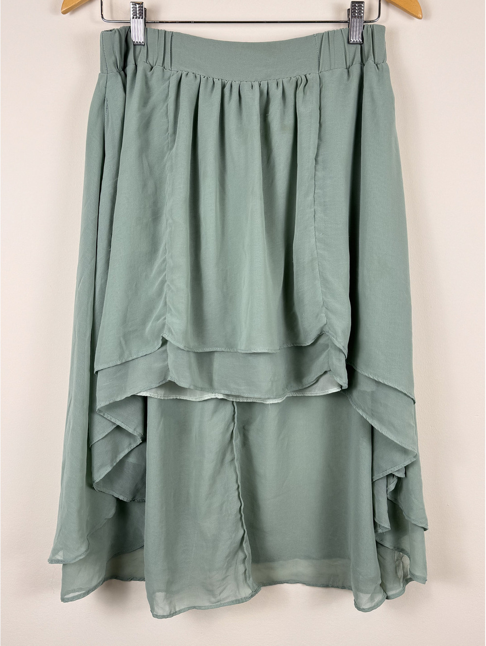 Staring at Stars UO Sage Green Layered High Low Chiffon Skirt Small Boho